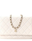 Caviar Quilted Wallet On Chain WOC White
