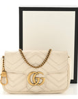 Calfskin Matelasse Super Mini GG Marmont Shoulder Bag White