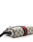 GG Supreme Monogram Textured Dollar Calfskin Web Mini Ophidia Shoulder Bag Beige Blue