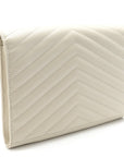 Grain De Poudre Matelasse Chevron Monogram Envelope Clutch Blanc Vintage