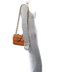 Lambskin Maxi Intreccio Padded Chain Cassette Crossbody Bag Clay