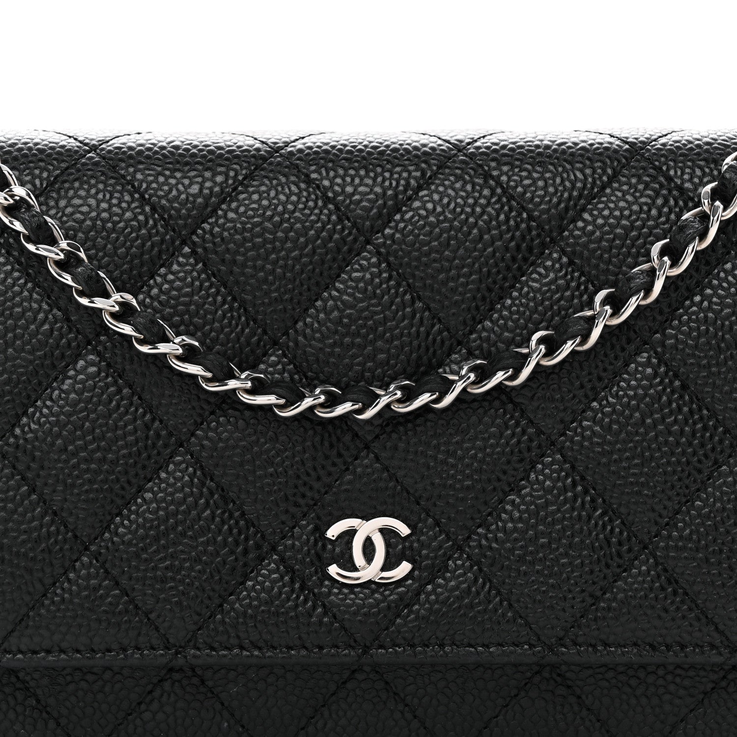 Caviar Quilted Wallet on Chain WOC Black