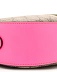 GG Supreme Monogram Textured Dollar Calfskin Web Ophidia Small Crossbody Bag Beige Ebony Fuchsia