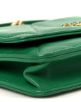Lambskin Quilted CHNL 19 Wallet On Chain WOC Green