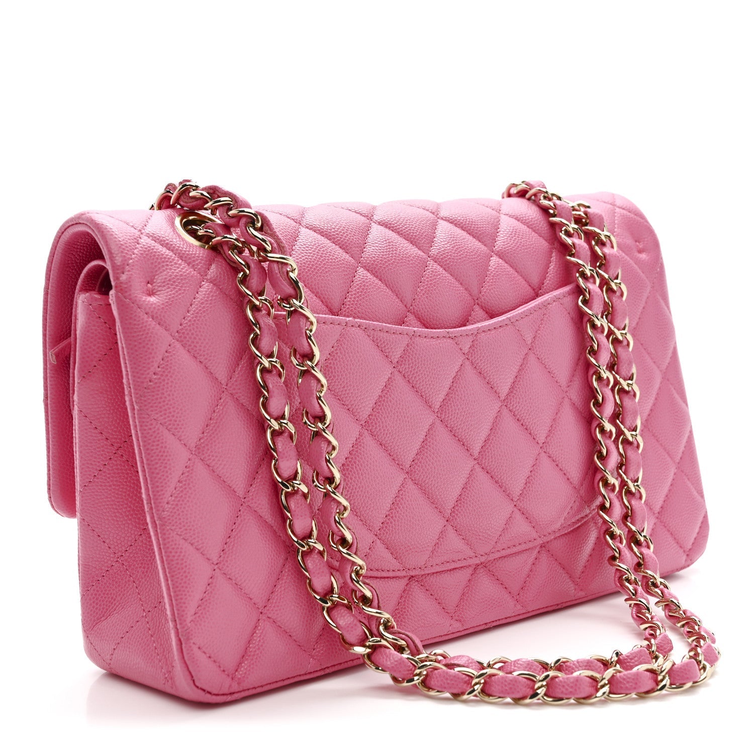Caviar Quilted Medium Double Flap Pink