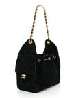 Suede Quilted Small CHNL 25 Handbag Black