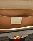 GG Supreme Monogram Textured Calfskin Web Small Ophidia Chain Shoulder Bag Beige Ebony Mystic White