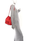 Mixed Fibers Striped Deauville Drawstring Bag Red