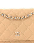 Caviar Quilted Wallet on Chain WOC Beige