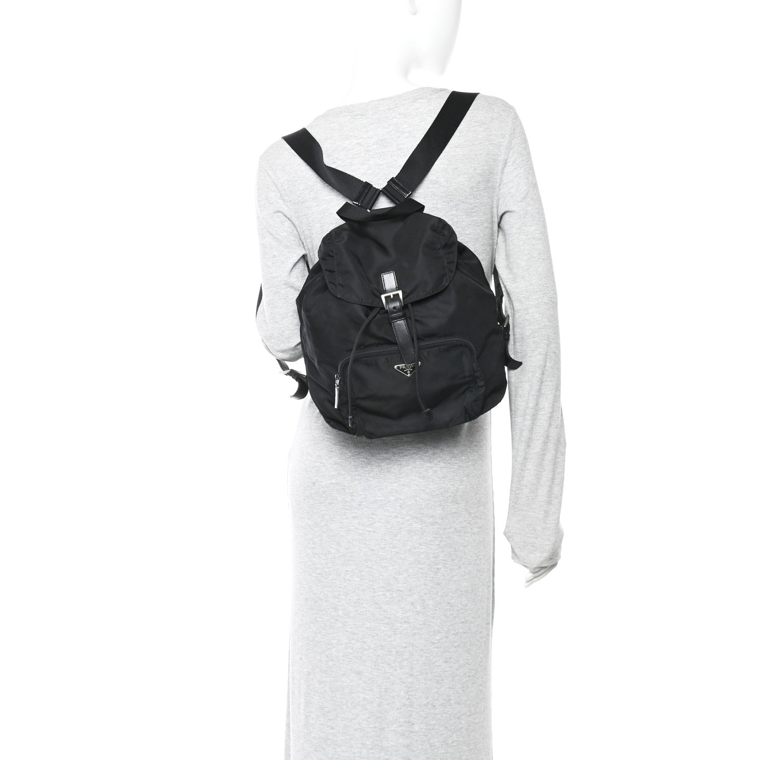 Tessuto Nylon Vela Cinch Backpack Black