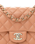 Lambskin Quilted Mini Square Flap Brown