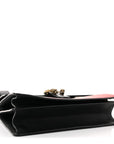 Moon Calfskin Web Large Dionysus Bamboo Top Handle Bag Black Bright Evergreen Hibiscus Red