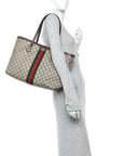 GG Supreme Monogram Medium Ophidia Shopping Tote Brown