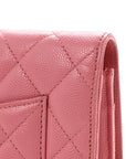 Caviar Quilted Wallet on Chain WOC Pink