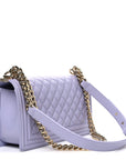 Caviar Quilted Medium Boy Flap Light Purple