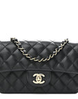 Lambskin Quilted Mini Rectangular Flap Black