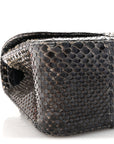 Metallic Snakeskin Jumbo Double Flap Blue