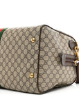 GG Supreme Monogram Textured Dollar Calfskin Web Medium Ophidia Carry-On Duffle Bag Beige Ebony New Acero