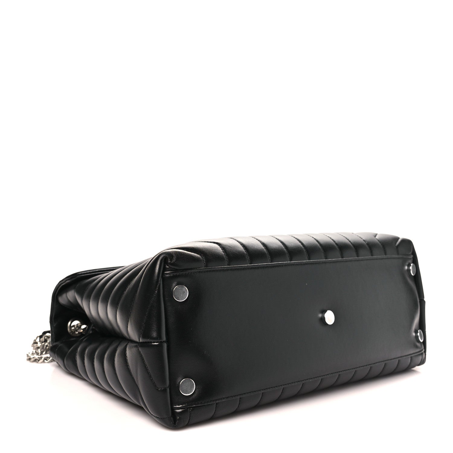 Calfskin Y Quilted Monogram Large Loulou Chain Satchel Black