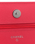 Caviar Quilted Wallet on Chain WOC Dark Pink