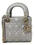 Lambskin Cannage Mini Lady D1OR Gray Opaline
