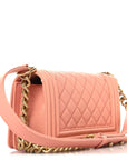 Caviar Quilted Small Boy Flap Light Pink