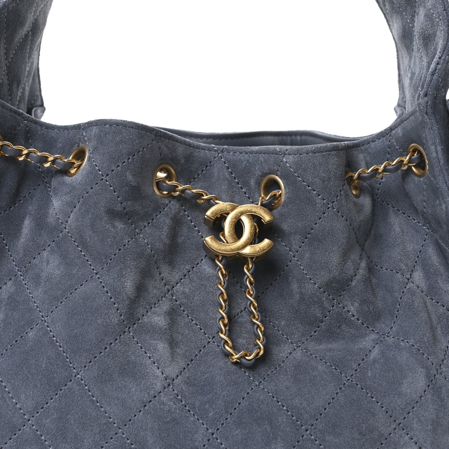 Suede Quilted Small CHNL 25 Handbag Blue