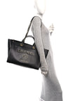 Caviar Medium Studded Deauville Tote Black