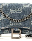 Denim BB Monogram Hourglass Chain Bag Blue