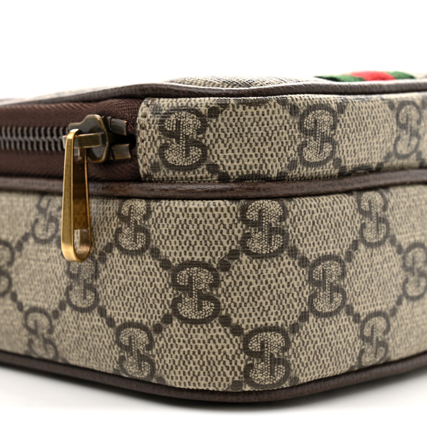 GG Supreme Monogram Web Mini Ophidia Double Zip Messenger Bag Beige New Acero