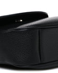 Grained Calfskin Saddle Messenger Bag Black