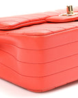 Lambskin Chevron Quilted Mini Rectangular Flap Red