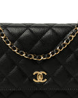 Caviar Quilted CC Turnlock Wallet On Chain WOC Black
