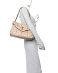 Lambskin Quilted Medium Loulou Puffer Monogram Chain Satchel Dark Beige