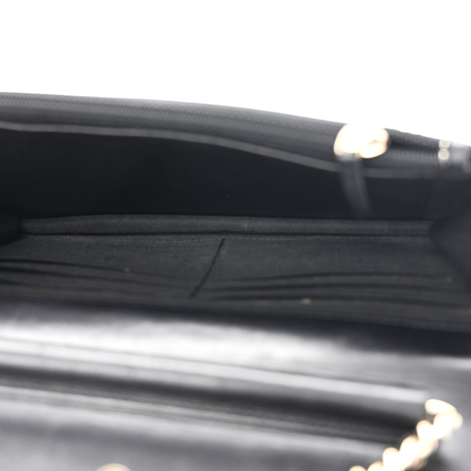 Glazed Calfskin Quilted Boy Wallet On Chain WOC Black