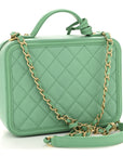 Caviar Quilted Medium CC Filigree Vanity Case Green