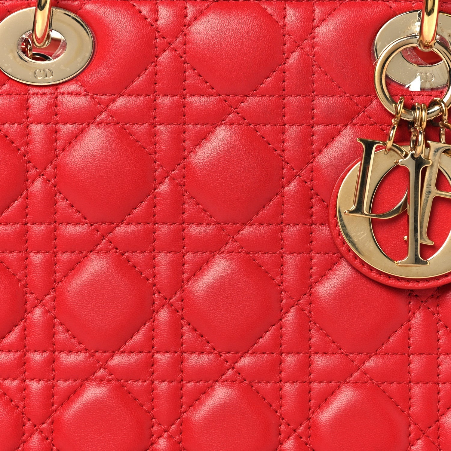 Lambskin Cannage Medium Lady D1OR Red