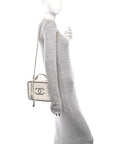 Caviar Quilted Striped Medium CC Filigree Vanity Case White Black