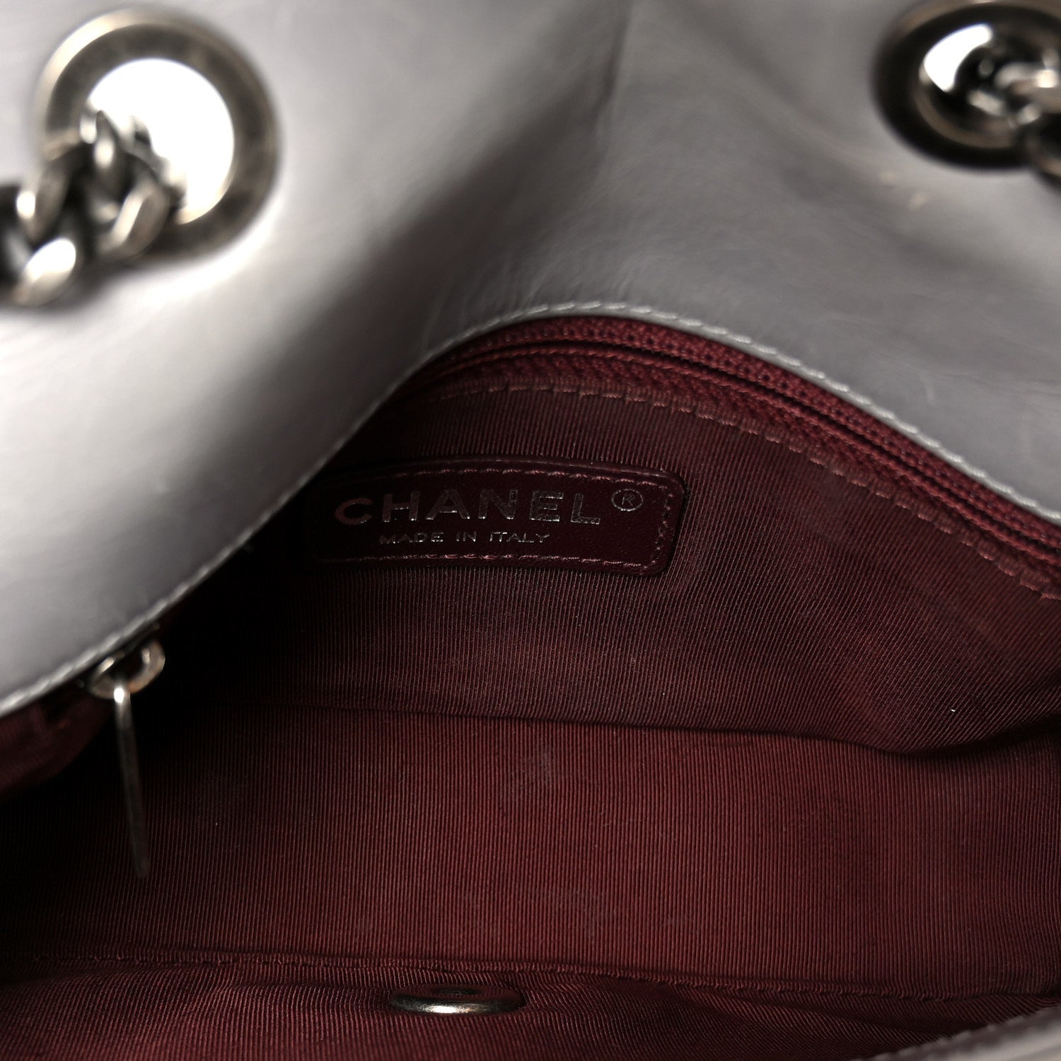 Glazed Calfskin Quilted Small Coco Boy Flap Grey