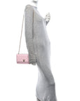Lambskin Quilted Trendy Chain CC Wallet On Chain WOC Light Pink