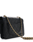 Lambskin Quilted Lion Motif Wallet On Chain WOC Black