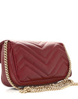 Calfskin Matelasse Super Mini GG Marmont Shoulder Bag Rosso Ancora