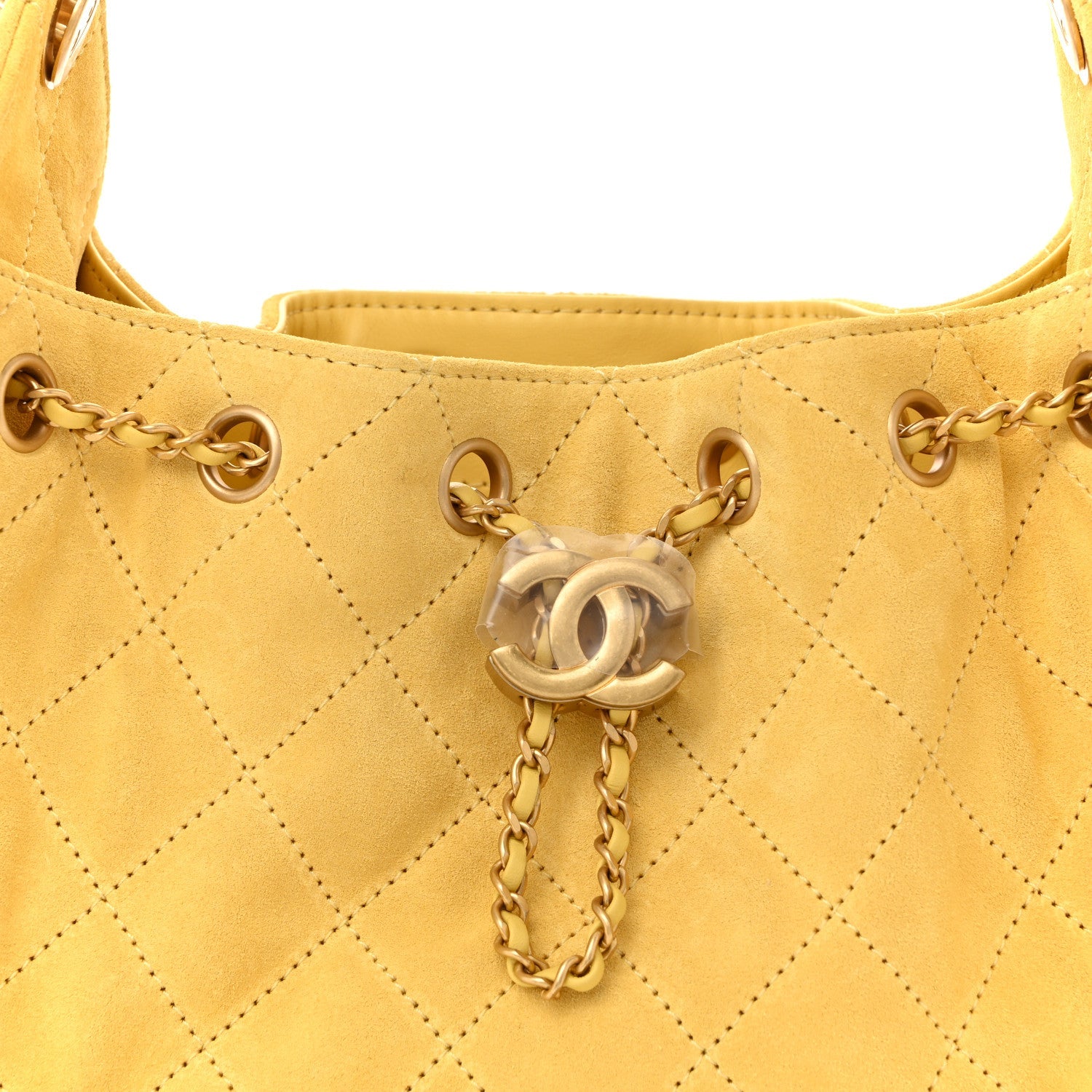 Suede Quilted Mini CHNL 25 Handbag Yellow