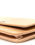 Patent Calfskin Chevron Quilted Wallet On Chain WOC Beige