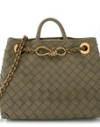 Nappa Intrecciato Small Andiamo With Chain Shoulder Bag Travertine