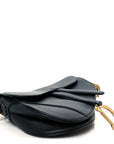 Grained Calfskin Saddle Bag Black