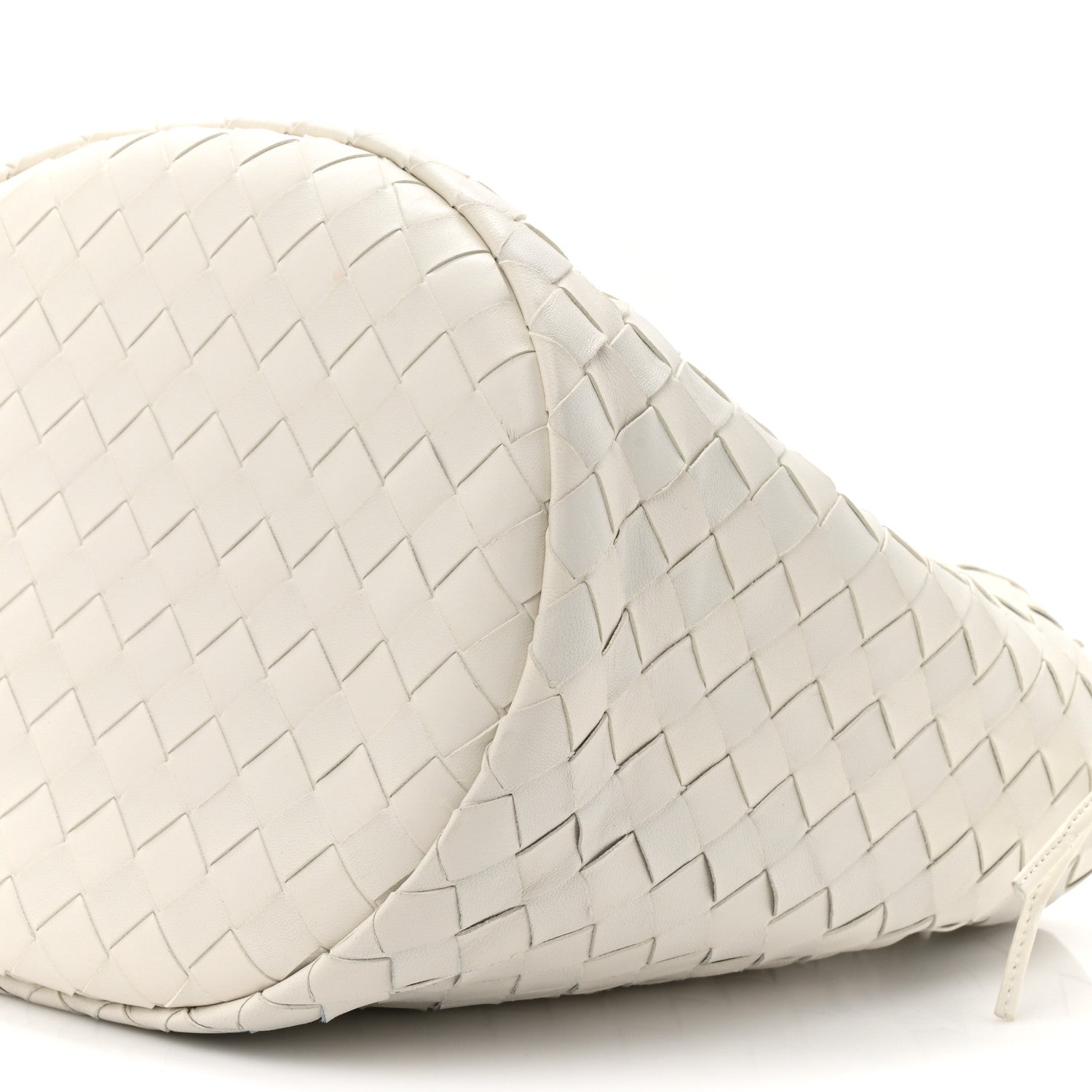 Calfskin Intrecciato Small Castello Bucket Bag White