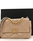 Lambskin Quilted Medium CHNL 19 Flap Dark Beige