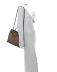 Nappa Intrecciato Medium Andiamo Shoulder Bag Taupe Grey