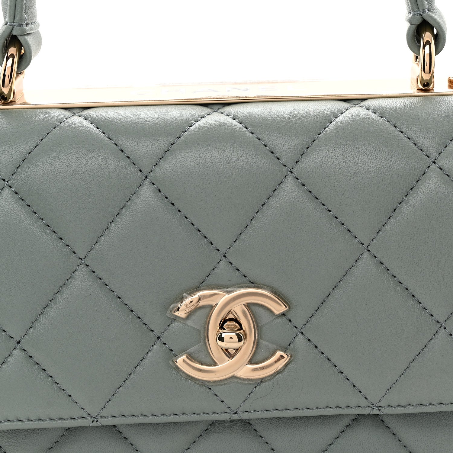 Lambskin Quilted Small Trendy CC Flap Dual Handle Bag Light Grey